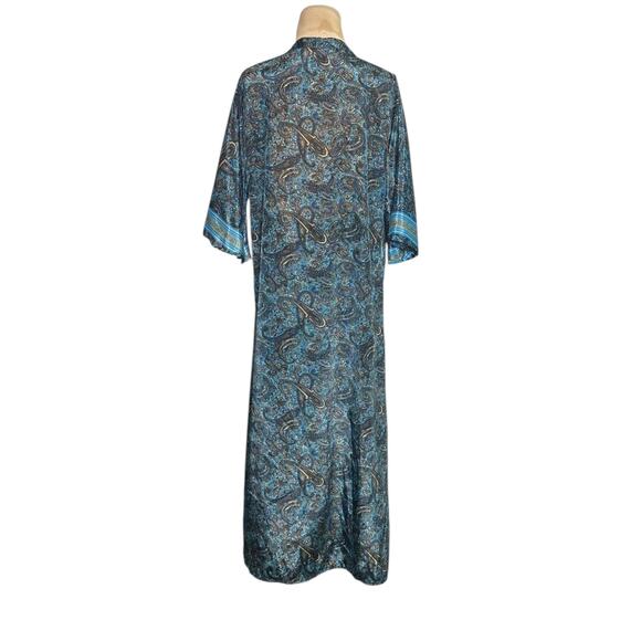 Raj Emporium blue paisley open front kimono robe size One Size - Picture 5 of 8
